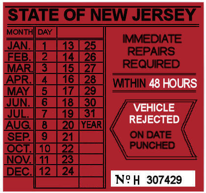 (image for) 00 New Jersey FAILED REJECTION Sticker 48 Hrs 1970s